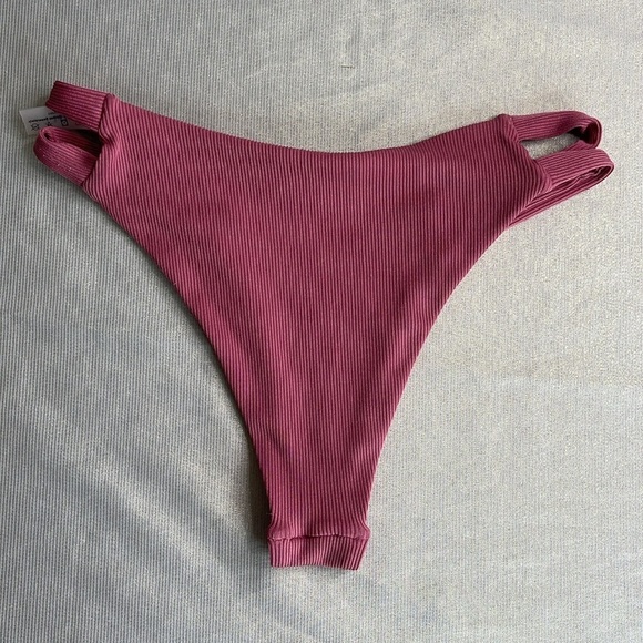 Zaful Cheeky Dusty Rose Pink Ribbed Bikini Bottom Cutout Sides Lined S 4 - Picture 2 of 7